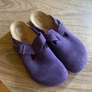 Birkenstock Boston Clogs, Wine Suede